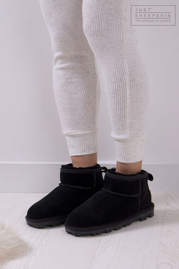 Just Sheepskin™ Black Ladies Mini Grace Sheepskin Sneakers Boots (N56780) | £95