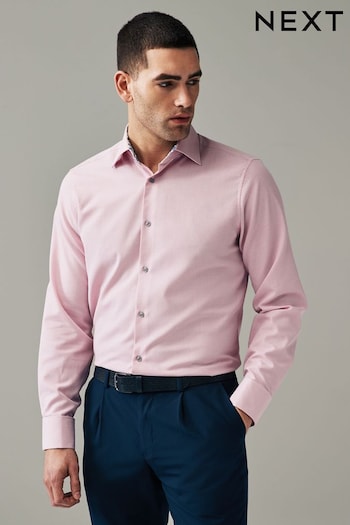 Light Pink Regular Fit Trimmed Easy Care Double Cuff Shirt (N56795) | £30