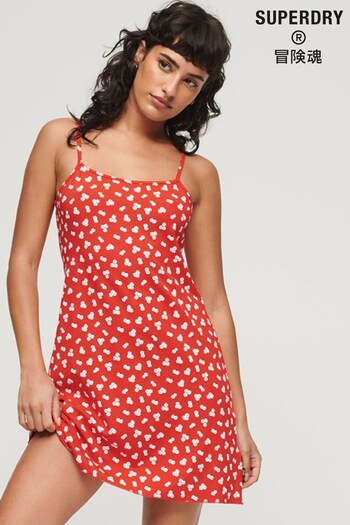 Superdry Red Printed Cami Jersey Mini Dress (N56830) | £35