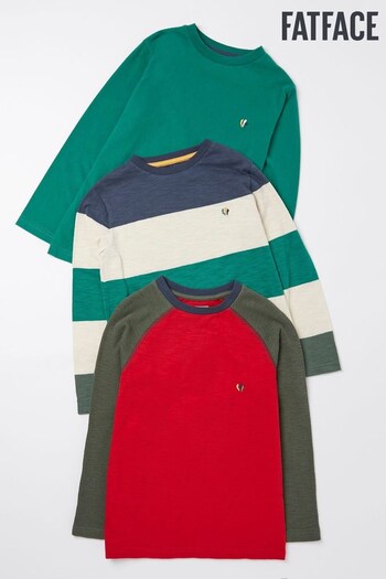 Fat Face Green Long Sleeve T-Shirt 3 Packs (N56876) | £30