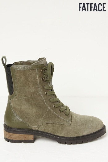 FatFace Green Margot Suede Ankle Hiker Boots knee-length (N56883) | £89