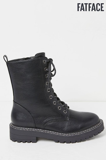 FatFace Black Violet Mid Chunky Lace Up UGG Boots (N56886) | £69