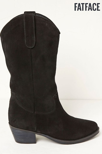 FatFace Black Sierra Western Mid Heel Boots (N56887) | £110