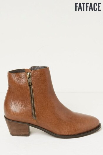 FatFace Brown Betsy Zip Detail Ankle Boots (N56889) | £79