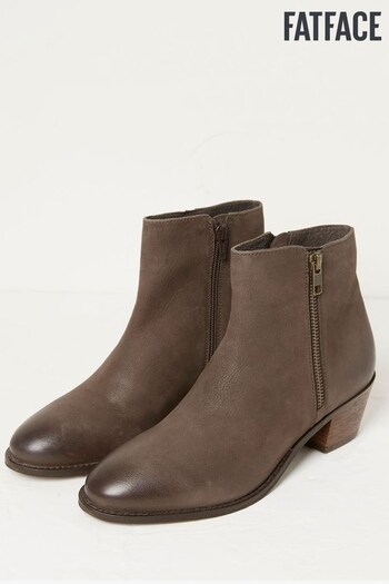 FatFace Brown Betsy Zip Detail Ankle Boots (N56890) | £79