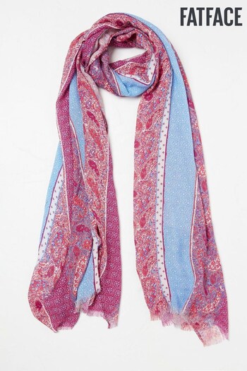 Fat Face Pink Craft Paisley Light Weight Scarf (N56897) | £25
