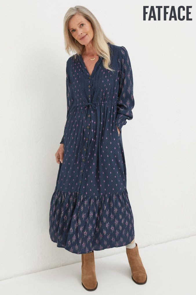 FatFace Blue Jolene Ink Ditsy Maxi Dress (N56961) | £75