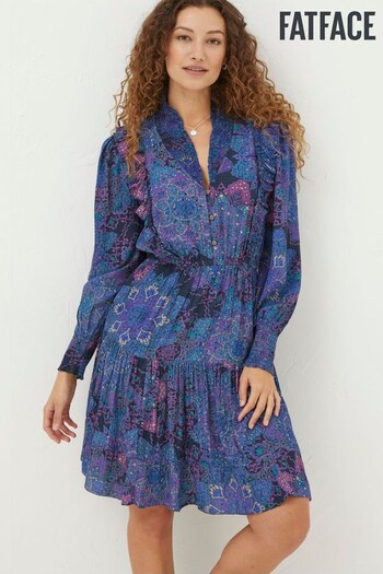 FatFace Blue Darcey Mosaic Geo Dress Lockere (N56964) | £75