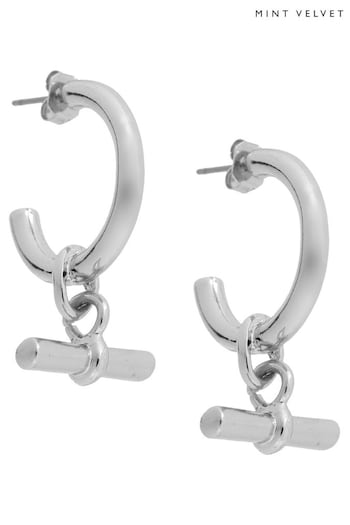 Mint Velvet Silver Tone T-Bar Earrings (N57033) | £25
