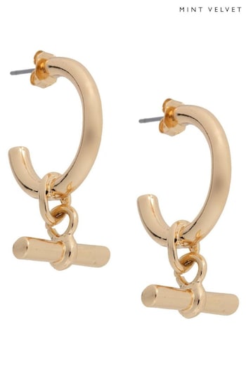 Mint Velvet Gold Tone T-Bar Earrings (N57034) | £25