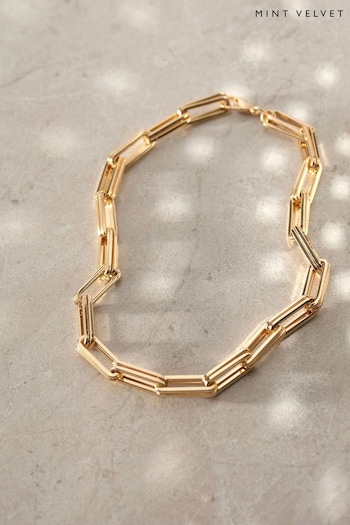 Mint Velvet Gold Tone Square Link Necklace (N57039) | £35