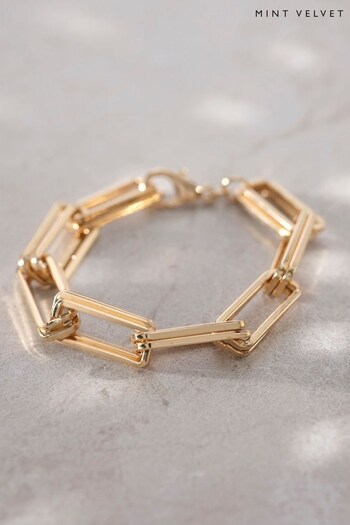 Mint Velvet Gold Square Link Bracelet (N57040) | £29