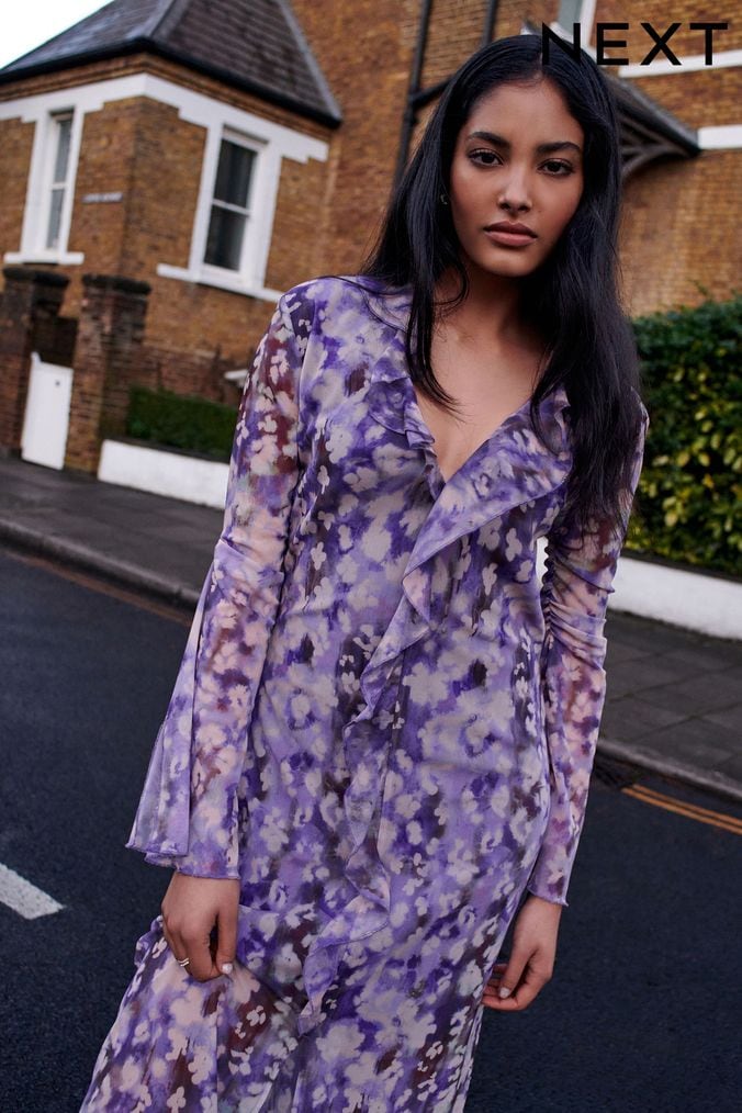 Purple dress for wedding guest uk online