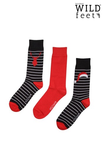 Wild Feet Black Festive Striped Socks (N57102) | £14
