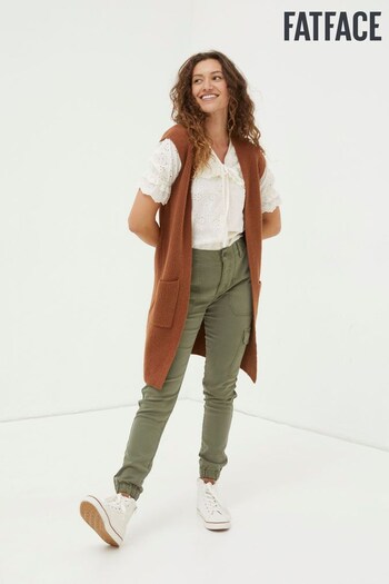 FatFace Brown Lexi Long Sleeveless Cardigan (N57109) | £52