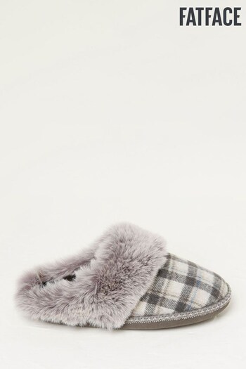 FatFace Grey Maia Check Mule Slippers (N57120) | £27