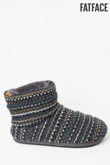 FatFace Grey Matthew Knit Slipper Boots (N57124) | £35