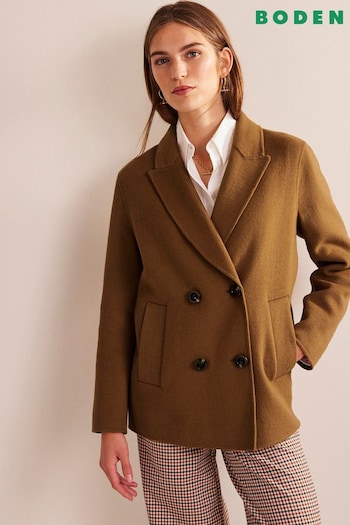 Boden Brown Wool Blend Pea Coat (N57135) | £190