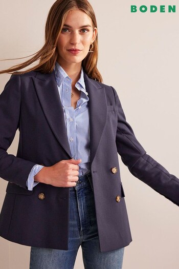 Boden Blue Semi Fitted Double Breasted Jacket (N57136) | £150