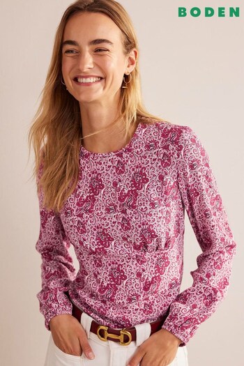 Boden Pink Empire Waist Long Sleeve Top (N57147) | £75