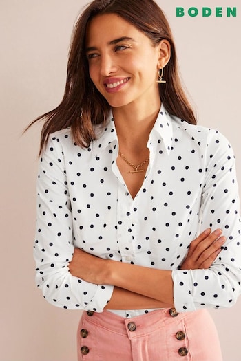 Boden Cream Saskia Stretch Cotton Shirt (N57150) | £60