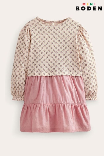 Boden Pink Jersey Woven Mix Dress (N57196) | £29 - £34