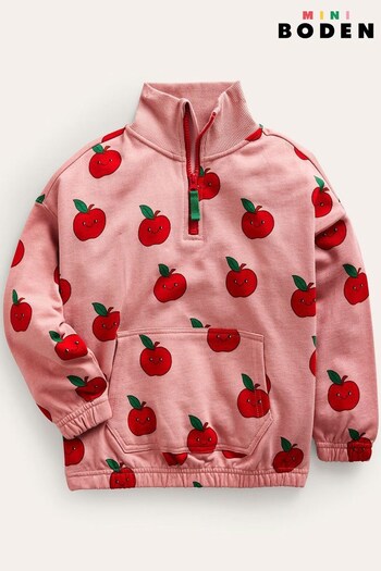 Boden Pink Printed Half Zip Apple Sweatshirt (N57201) | £27 - £32
