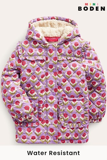 Boden Purple Scallop Quilted Anorak Coat (N57205) | £49 - £55