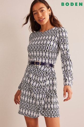 Boden Black/White Wrap-Effect Jersey Mini Dress (N57220) | £70
