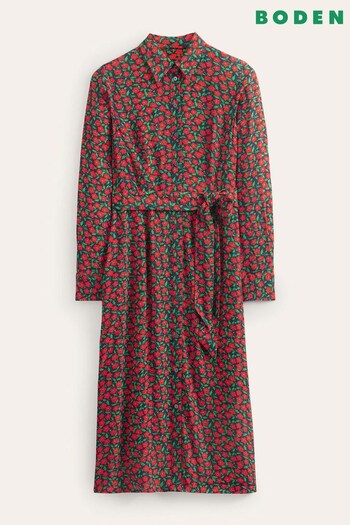 Boden Red Kate Midi Shirt Dress (N57231) | £120