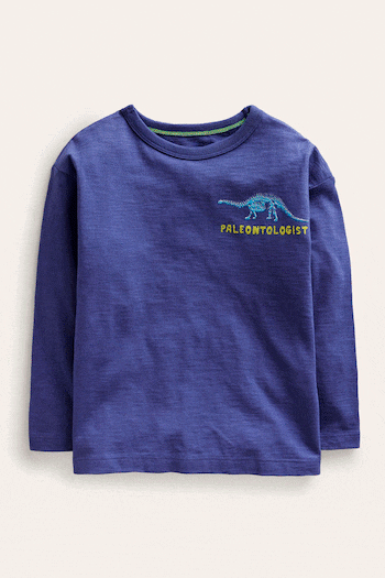 Boden Blue Dino Science Logo Front and back T-Shirt (N57237) | £19 - £21