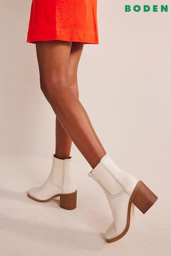 Boden Cream White Block Heel Chelsea Boots (N57247) | £170