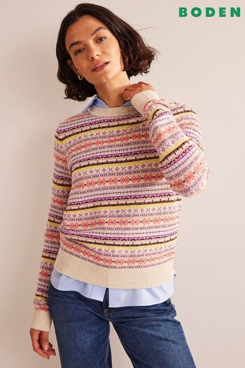 Boden Pink Edie Fair Isle Jumper (N57271) | £39