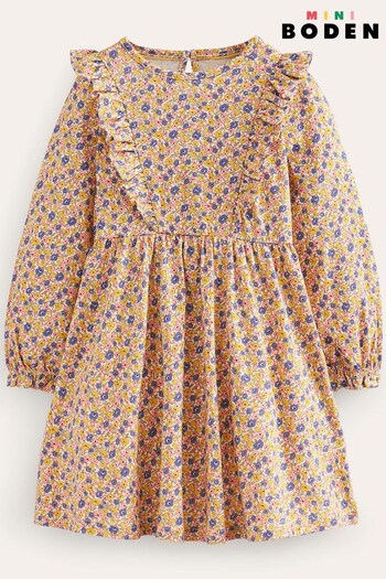 Boden Yellow Long Sleeve Ruffle Dress (N57273) | £25 - £29