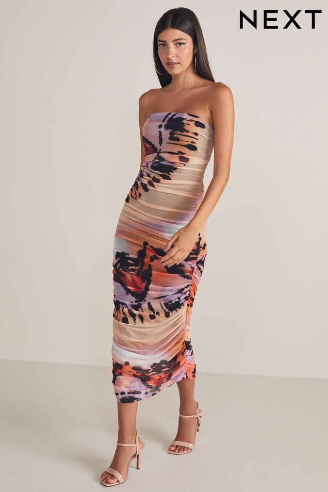 Strapless midi dress casual sales