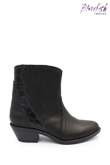 Blowfish Malibu Womens Langle Western Ankle Black Boots (N57353) | £60