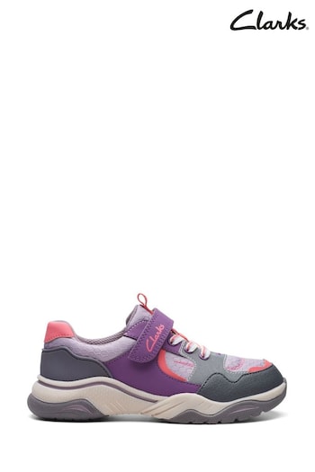 Clarks Purple Combi Feather Jump K. Trainers (N57365) | £36 - £38