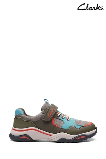 Clarks Green Combi Feather Jump K Trainers (N57371) | £36 - £38