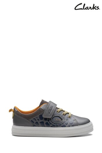 Clarks Grey Combi Nova Roar K Shoes (N57378) | £42 - £44