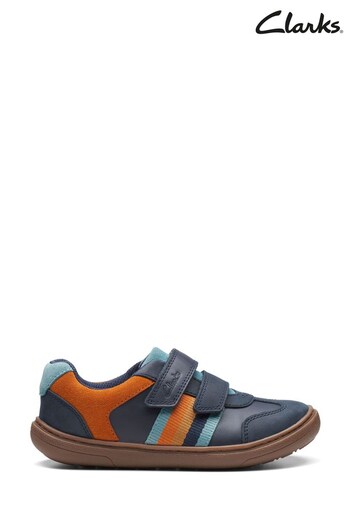 Clarks Blue Combi Flash Den K Shoes (N57380) | £42