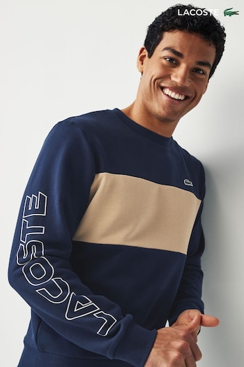 Lacoste Navy Blue Colour Block Logo Sweatshirt (N57401) | £115