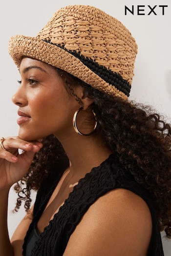 Neutral and Black Trilby Hat (N57403) | £14