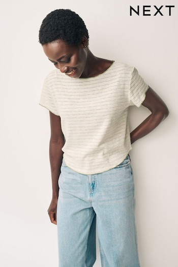 Green/Ecru Short Sleeve Tonal Stripe T-Shirt (N57452) | £15