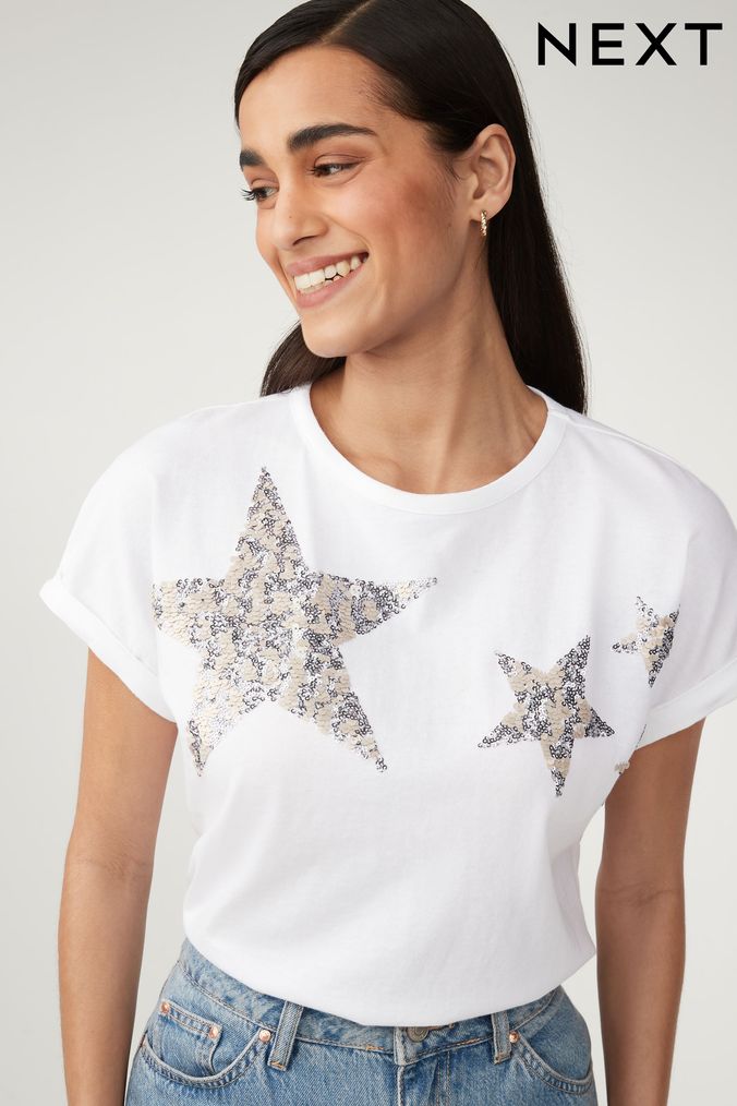 Buy Women s T Shirts White Print Tops Online Next UK