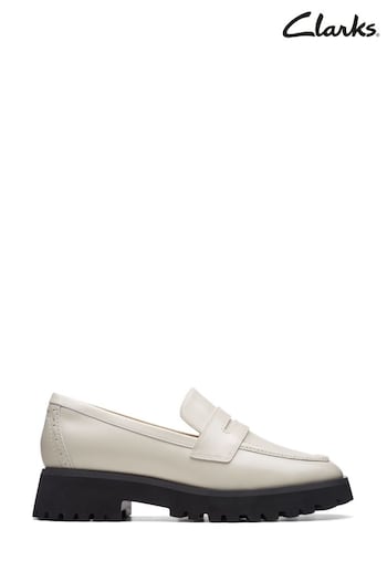 Clarks Cream Leather Stayso Edge Loafer Shoes (N57529) | £110