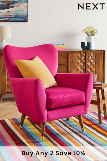 Soft Velvet Fuchsia Pink Wilson II Highback Armchair (N57549) | £299