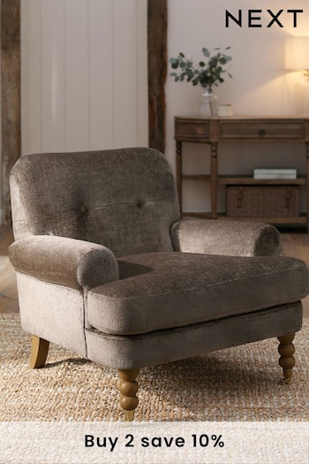 Plush Chenille Mink Natural Erin Accent Chair (N57551) | £375