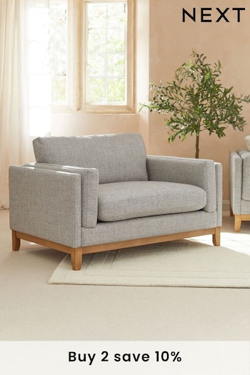 Chunky Weave Dove Grey Snuggle Seat Bennett Wooden Snuggle Seat Arm Chair (N57564) | £575