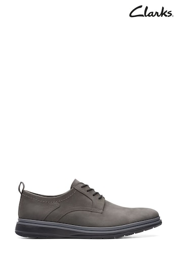 Clarks Grey Nubuck Chantry Lo dark Shoes (N57597) | £100
