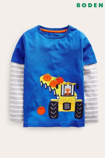 Boden Blue Appliqué Mock Sleeve T-Shirt (N57636) | £21 - £23